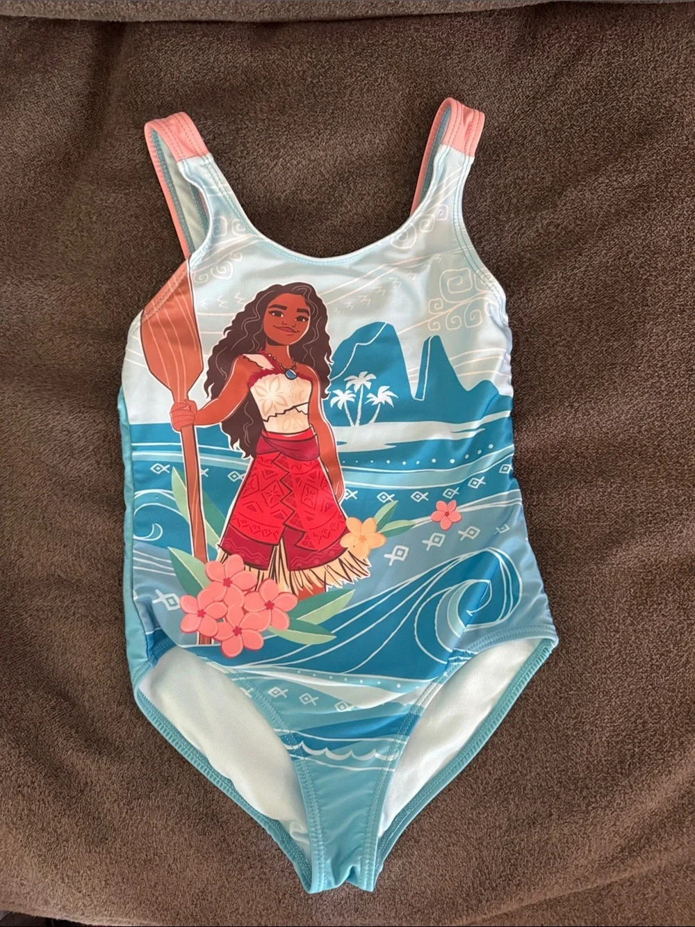 Girls' Blue Moana Graphic One-Piece Swimsuit